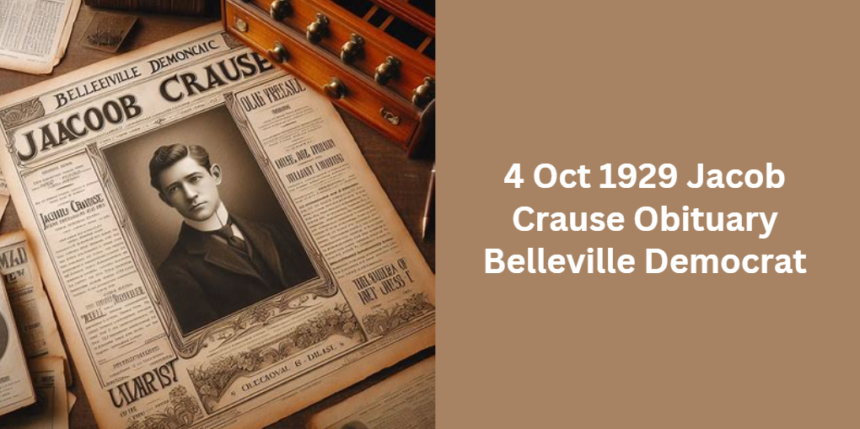 4 Oct 1929 Jacob Crause Obituary Belleville Democrat